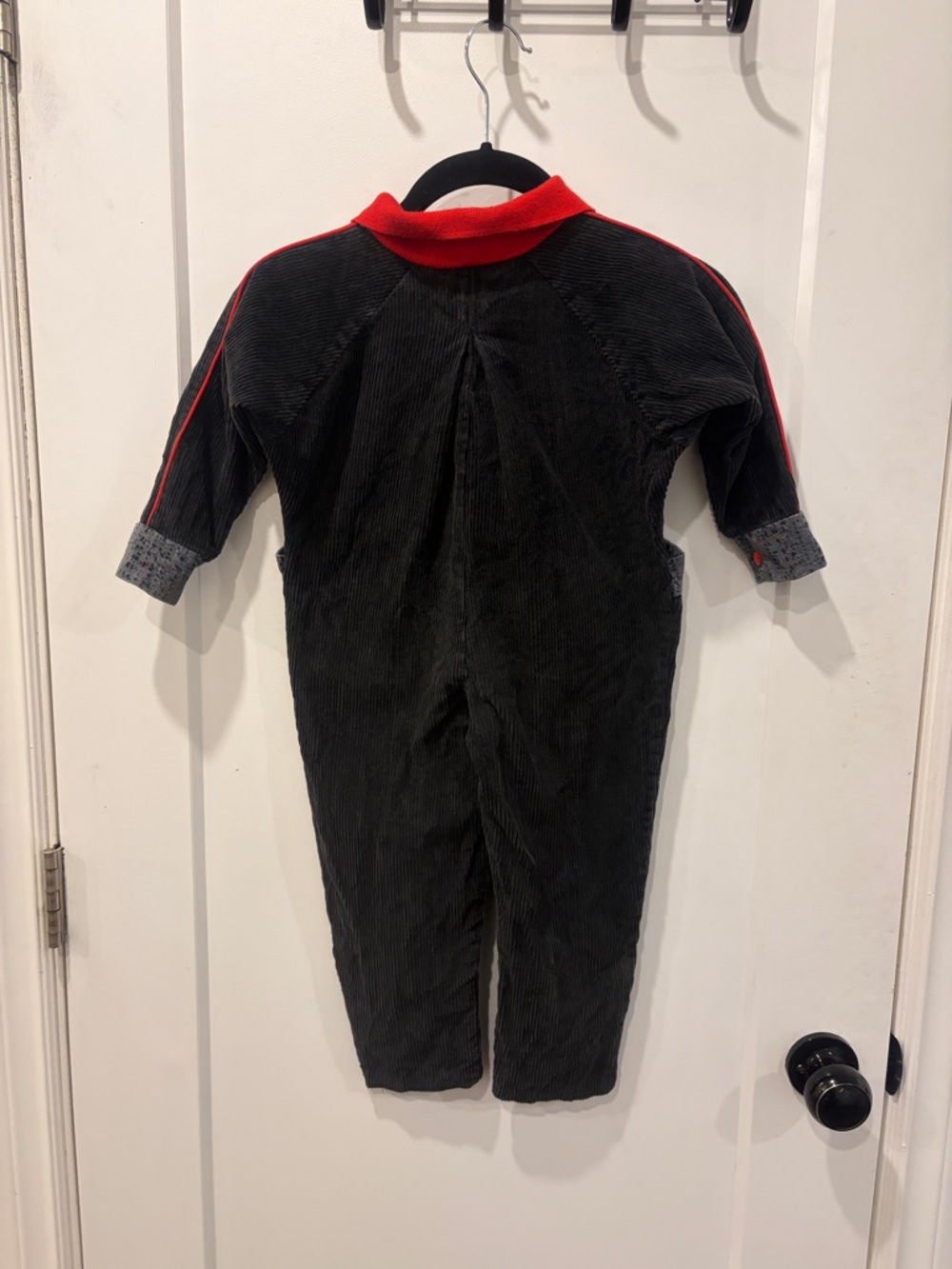Vintage Winnie the Pooh Kids Black Corduroy Jumpsuit Red accents - Picture 8 of 15
